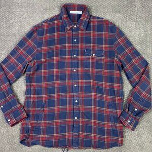 Criquet Flannel Pearl Snap Shirt Jacket Shacket Heavyweight Men's XL Plaid Red